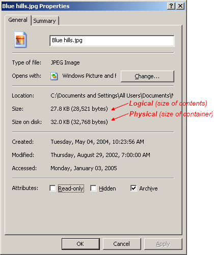 Logical vs. Physical File Size