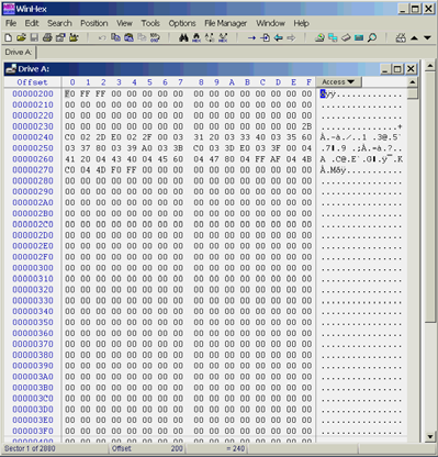 FAT12 Primary FAT sector 1