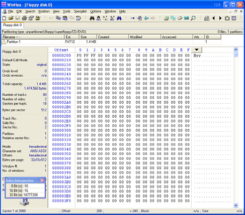 Floppy Data Structures after formatting