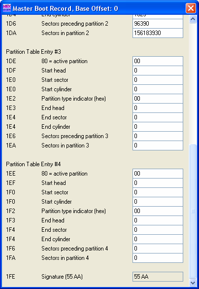 Partition Table Entries