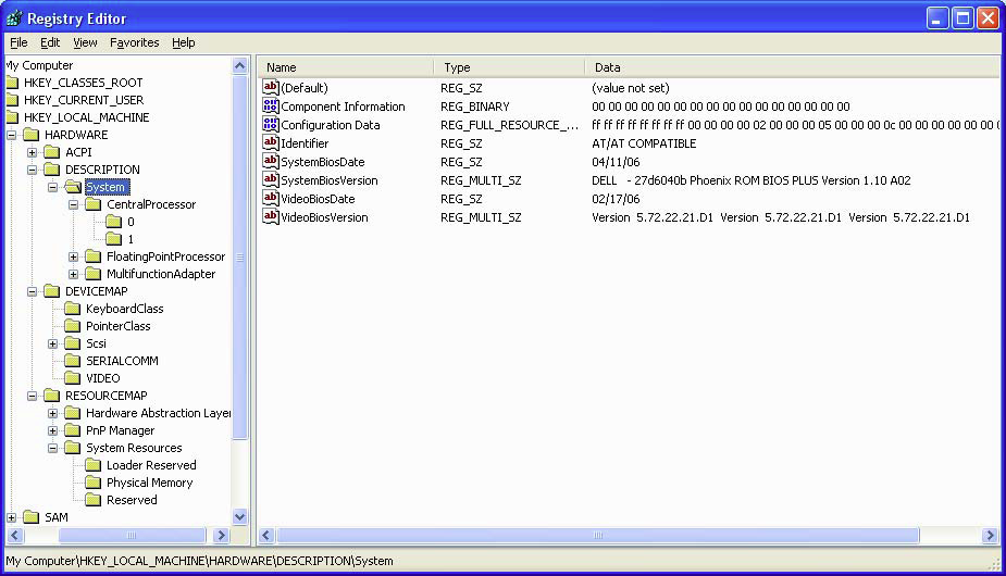 HKLM HARDWARE System