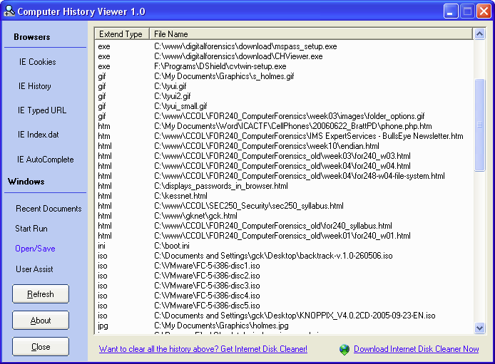 Recently Run Programs Registry