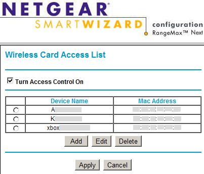 Wireless MAC Access List