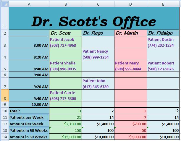 doctor schedule sample