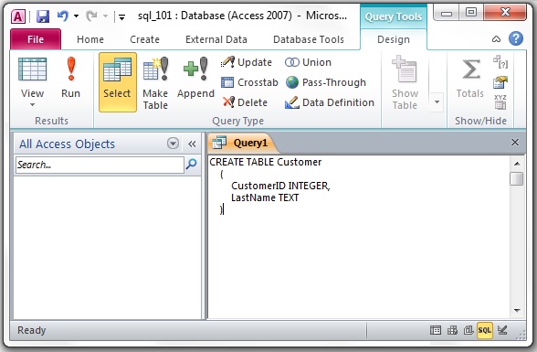 SQL Create Customer