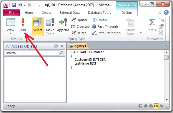 How to write query in access 2007